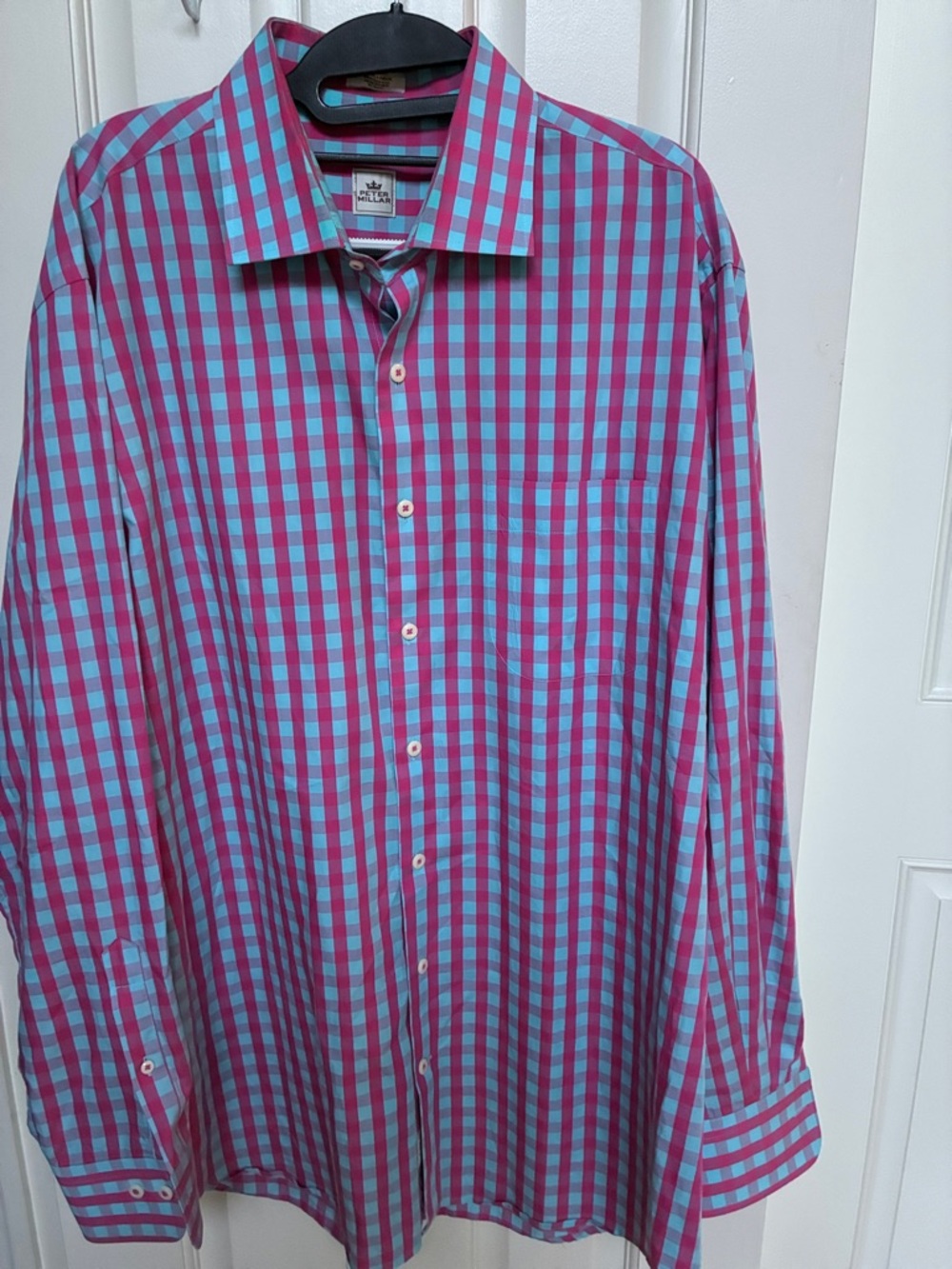 Peter Millar Checked Button-Down Shirt - Turquoise & Magenta
